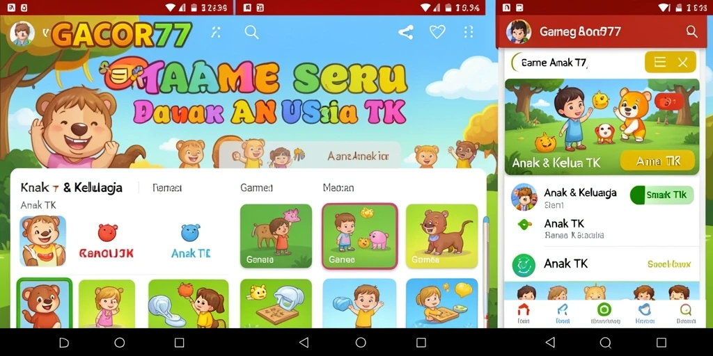 Antarmuka menarik dengan berbagai permainan edukatif untuk anak-anak.