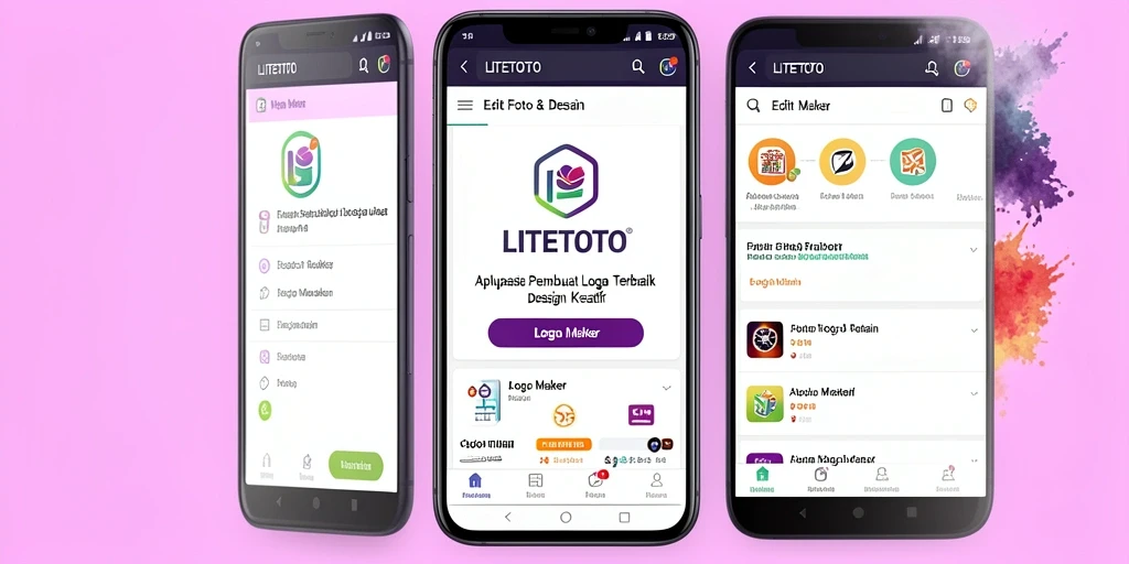 Screenshot antarmuka LITETOTO menampilkan fitur Logo Maker yang mudah digunakan.