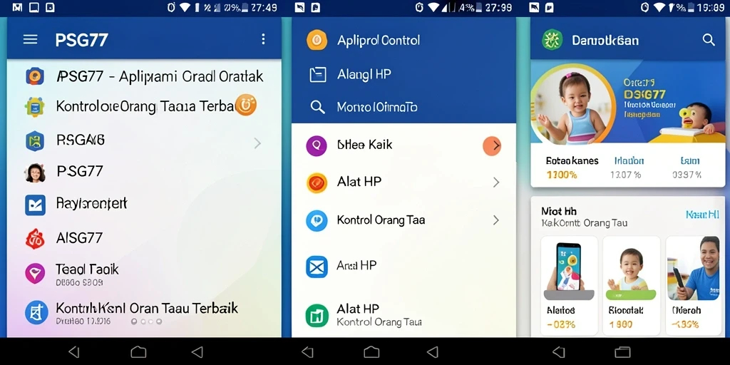 Antarmuka aplikasi PSG77 yang intuitif untuk kontrol orang tua.