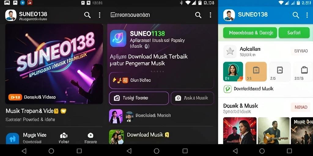 Tampilan antarmuka aplikasi SUNEO138 untuk Download Musik yang user-friendly.