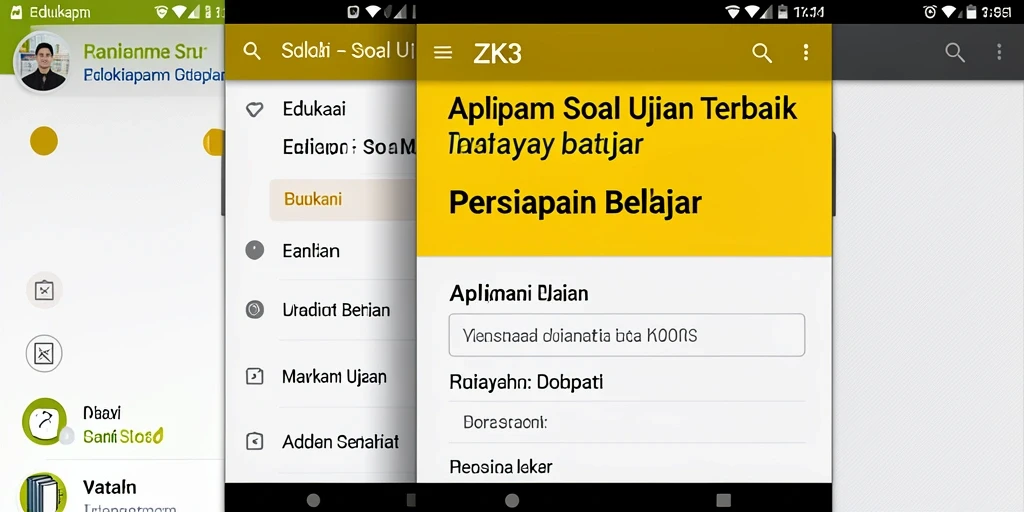 Tampilan antarmuka ZK3 yang interaktif untuk Soal Ujian.